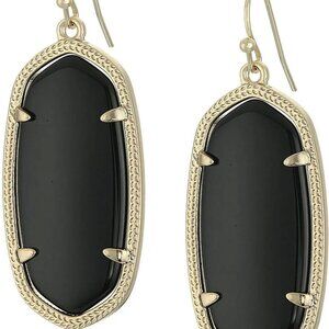 *LIKE NEW* Kendra Scott Dani Gold Drop Earrings in Black Opaque Glass